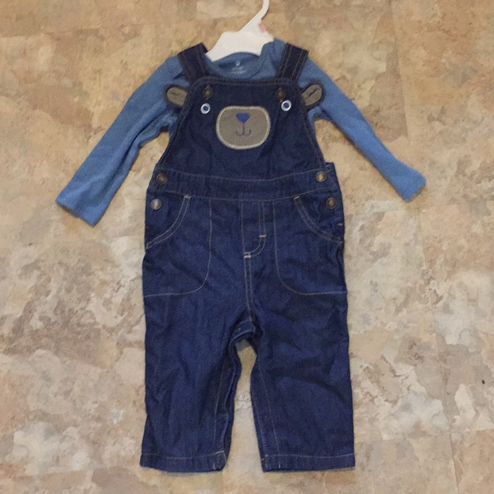 NWT bear overall outfit 6-9m